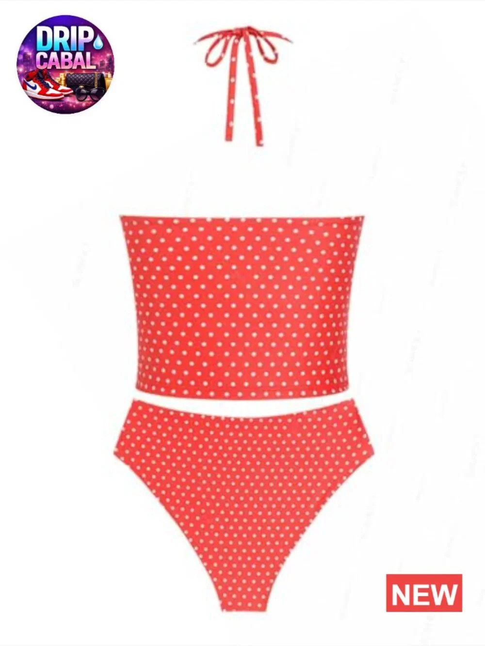 Halter Neck Tankini Set, Floral Two-Piece Swimsuit with Tie Detail